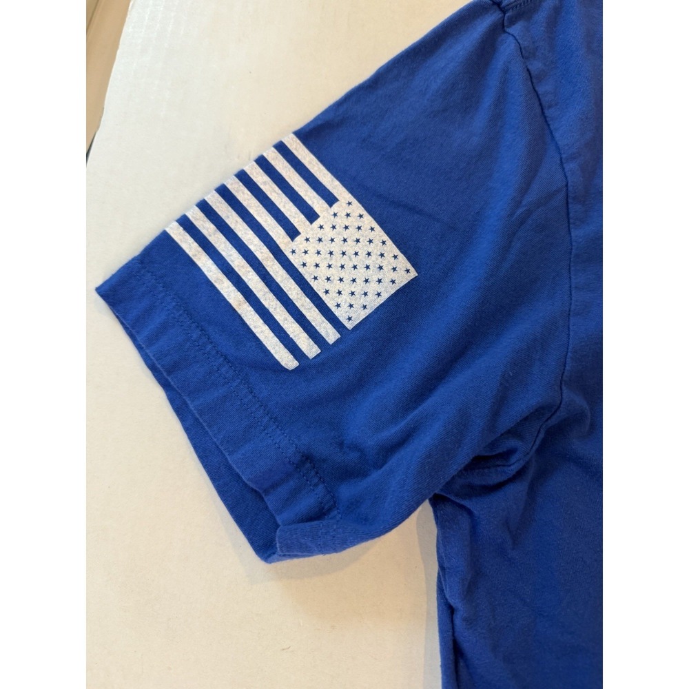 Grunt Style Adult Size XL Blue USA American Flag Shirt Bullets Arms Military - Picture 7 of 8